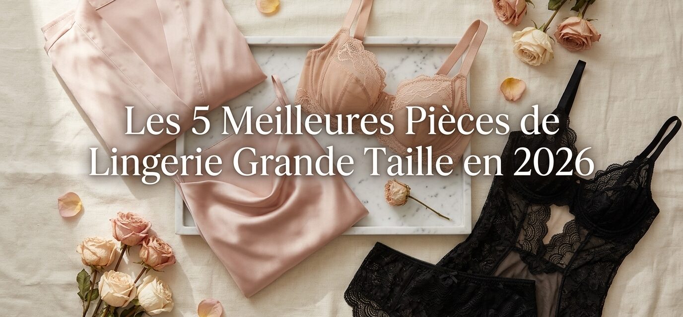 lingerie grande taille à plat sur du lin