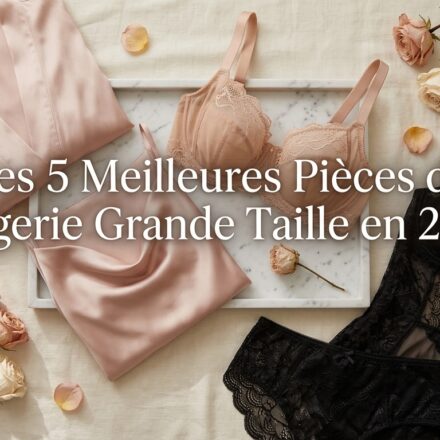 lingerie grande taille à plat sur du lin